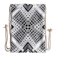 Black And White Modern Texture Seamless Print Fabric Pattern Drawstring Bag (large)