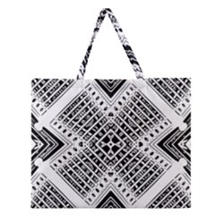 Black And White Modern Texture Seamless Print Fabric Pattern Zipper Large Tote Bag