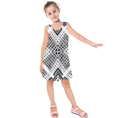 Black And White Modern Texture Seamless Print Fabric Pattern Kids  Sleeveless Dress