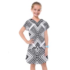 Black And White Modern Texture Seamless Print Fabric Pattern Kids  Drop Waist Dress