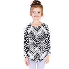 Black And White Modern Texture Seamless Print Fabric Pattern Kids  Long Sleeve Tee