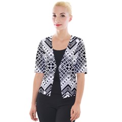 Black And White Modern Texture Seamless Print Fabric Pattern Cropped Button Cardigan