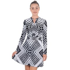 Black And White Modern Texture Seamless Print Fabric Pattern Long Sleeve Panel Dress