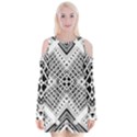 Black And White Modern Texture Seamless Print Fabric Pattern Velvet Long Sleeve Shoulder Cutout Dress View1