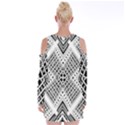 Black And White Modern Texture Seamless Print Fabric Pattern Velvet Long Sleeve Shoulder Cutout Dress View2