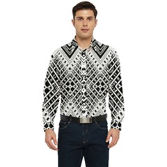 Black And White Modern Texture Seamless Print Fabric Pattern Men s Long Sleeve  Shirt