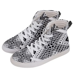 Black And White Modern Texture Seamless Print Fabric Pattern Women s Hi-top Skate Sneakers