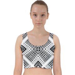 Black And White Modern Texture Seamless Print Fabric Pattern Velvet Racer Back Crop Top