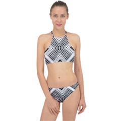 Black And White Modern Texture Seamless Print Fabric Pattern Racer Front Bikini Set by Jancukart