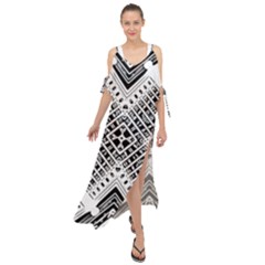 Black And White Modern Texture Seamless Print Fabric Pattern Maxi Chiffon Cover Up Dress