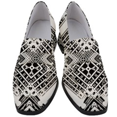 Black And White Modern Texture Seamless Print Fabric Pattern Women s Chunky Heel Loafers by Jancukart