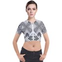 Black And White Modern Texture Seamless Print Fabric Pattern Short Sleeve Cropped Jacket View1