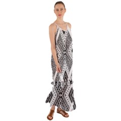 Black And White Modern Texture Seamless Print Fabric Pattern Cami Maxi Ruffle Chiffon Dress