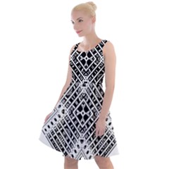 Black And White Modern Texture Seamless Print Fabric Pattern Knee Length Skater Dress