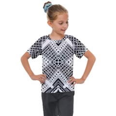 Black And White Modern Texture Seamless Print Fabric Pattern Kids  Mesh Piece Tee