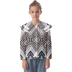 Black And White Modern Texture Seamless Print Fabric Pattern Kids  Peter Pan Collar Blouse