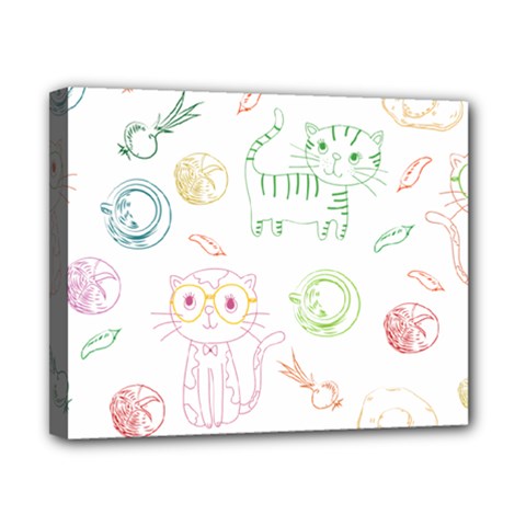 Cats And Food Doodle Seamless Pattern Canvas 10  X 8  (stretched)