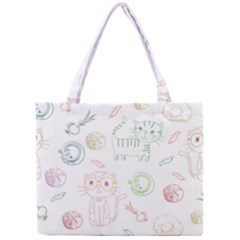 Cats And Food Doodle Seamless Pattern Mini Tote Bag