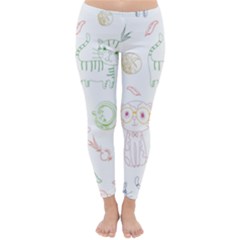 Cats And Food Doodle Seamless Pattern Classic Winter Leggings