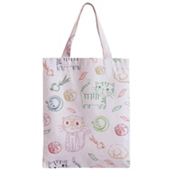 Cats And Food Doodle Seamless Pattern Zipper Classic Tote Bag