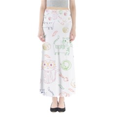 Cats And Food Doodle Seamless Pattern Full Length Maxi Skirt