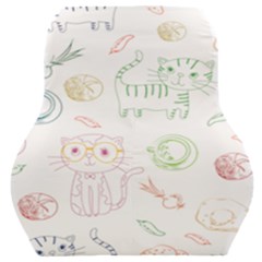 Cats And Food Doodle Seamless Pattern Car Seat Back Cushion 