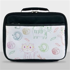 Cats And Food Doodle Seamless Pattern Lunch Bag