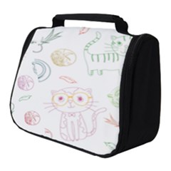 Cats And Food Doodle Seamless Pattern Full Print Travel Pouch (small)