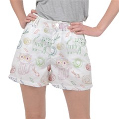 Cats And Food Doodle Seamless Pattern Ripstop Shorts