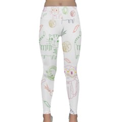 Cats And Food Doodle Seamless Pattern Lightweight Velour Classic Yoga Leggings