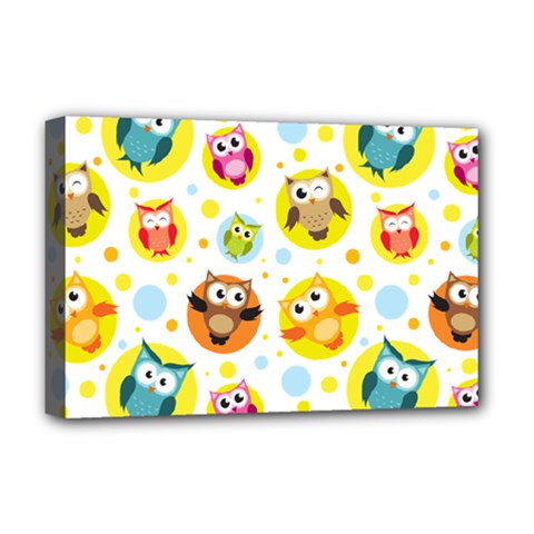 Owl Bird Cartoon Deluxe Canvas 18  X 12  (stretched)