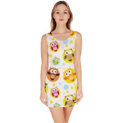 Owl Bird Cartoon Bodycon Dress