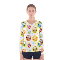 Owl Bird Cartoon Women s Long Sleeve Tee