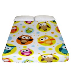 Owl Bird Cartoon Fitted Sheet (queen Size)