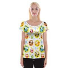 Owl Bird Cartoon Cap Sleeve Top