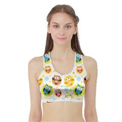 Owl Bird Cartoon Sports Bra With Border by Jancukart