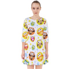 Owl Bird Cartoon Smock Dress