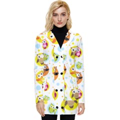 Owl Bird Cartoon Button Up Hooded Coat  by Jancukart