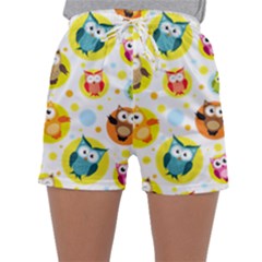 Owl Bird Cartoon Sleepwear Shorts