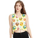 Owl Bird Cartoon V-Neck Cropped Tank Top View1