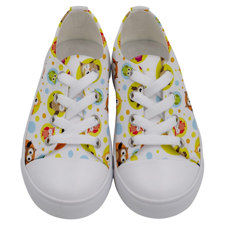 Owl Bird Cartoon Kids  Low Top Canvas Sneakers