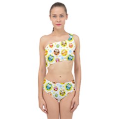 Owl Bird Cartoon Spliced Up Two Piece Swimsuit