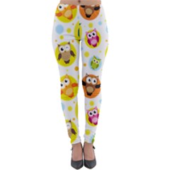 Owl Bird Cartoon Lightweight Velour Leggings by Jancukart