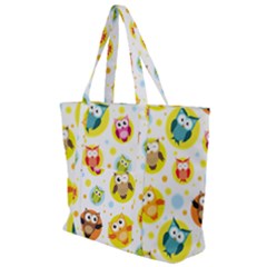 Owl Bird Cartoon Zip Up Canvas Bag