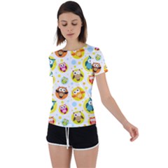 Owl Bird Cartoon Back Circle Cutout Sports Tee