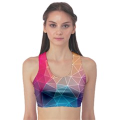 Multicolored Geometric Origami Idea Pattern Sports Bra