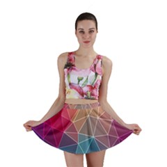 Multicolored Geometric Origami Idea Pattern Mini Skirt