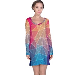 Multicolored Geometric Origami Idea Pattern Long Sleeve Nightdress