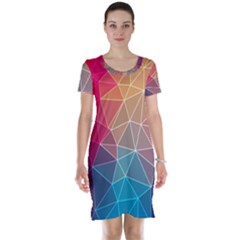 Multicolored Geometric Origami Idea Pattern Short Sleeve Nightdress