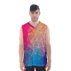 Multicolored Geometric Origami Idea Pattern Men s Basketball Tank Top